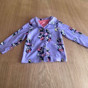 Disney Junior Minnie Mouse Girls Pajama Top Purple Fleece Button 3T